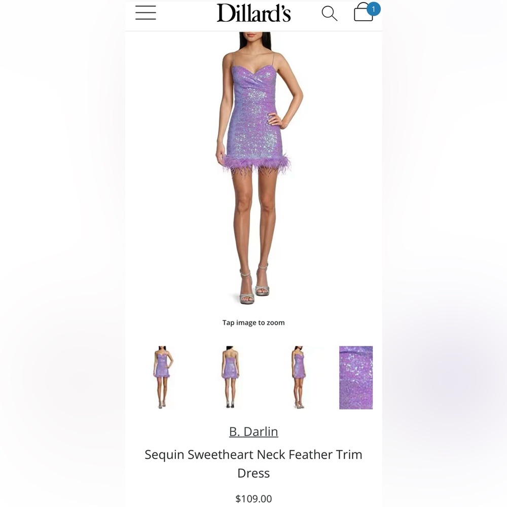 B. Darlin
Sequin Sweetheart Neck Feather Trim Dress